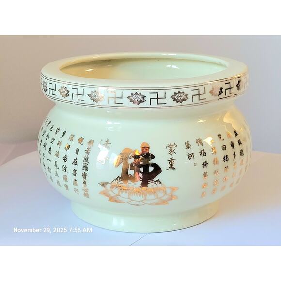 Chinese Incense Bowl Sutra Mantra Hindu Buddhist Prayer Yoga Not Used - Picture 5 of 5